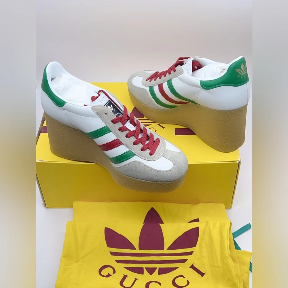 ❌SOLD❌NEW Gucci x Adidas Gazelle Leather Wedge Sneakers Size 39(9), 40(10) - Picture 3 of 12